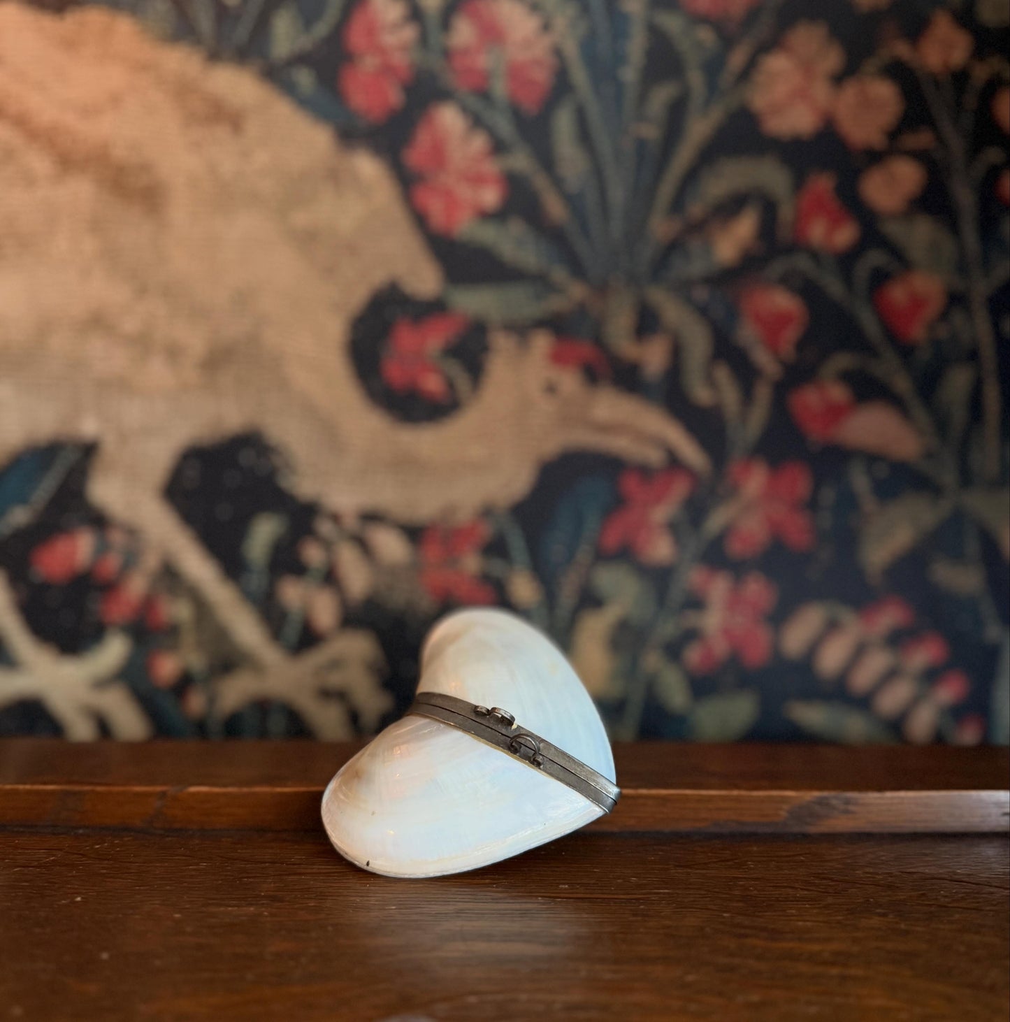 Victorian “Pure of Heart” Shell box with Silver Clasp