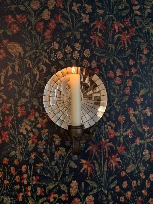 Antique Mosaic Mirrored Tin Candle Sconce