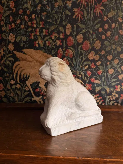 Lion Statue Carved from Solid Marble