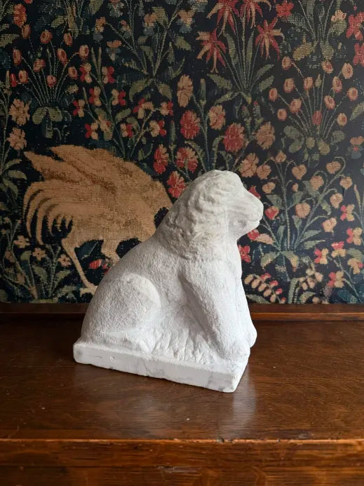 Lion Statue Carved from Solid Marble
