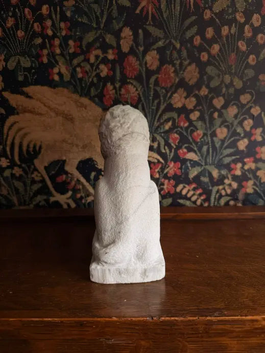 Lion Statue Carved from Solid Marble