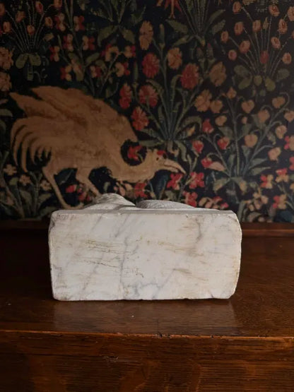 Lion Statue Carved from Solid Marble