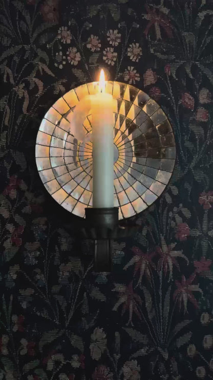 Antique Mosaic Mirrored Tin Candle Sconce