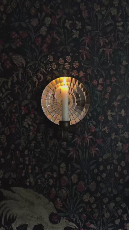 Antique Mosaic Mirrored Tin Candle Sconce